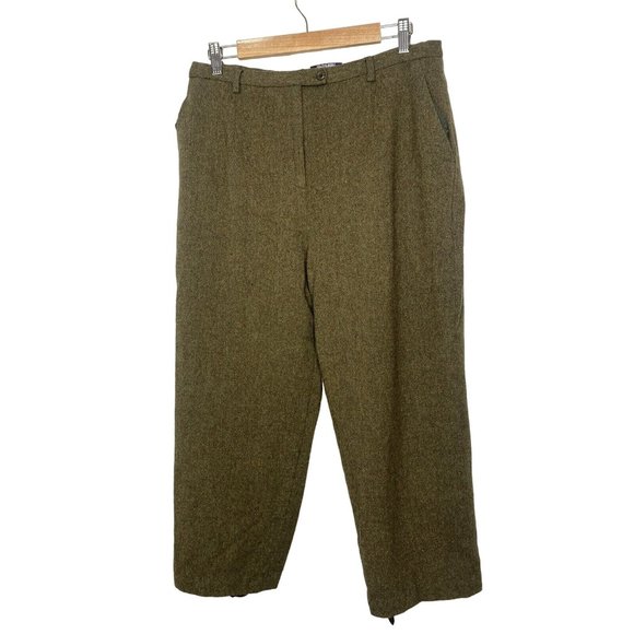 Vintage Pendleton 100% Virgin Wool Pants Womens Green Cropped Modified Size 16 - Picture 1 of 16
